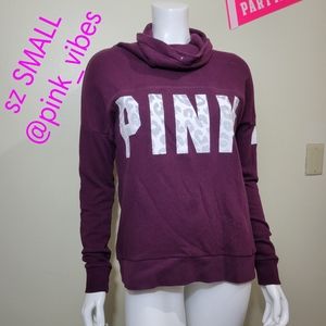 VS PINK Leopard Maroon Cowlneck Pullover